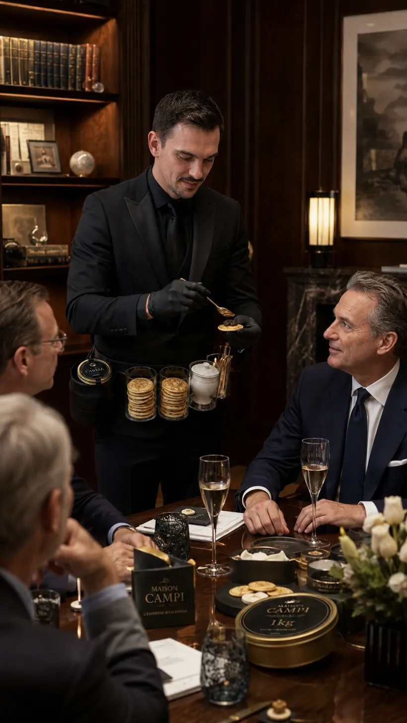 Service de caviar en live dans un bureau privé