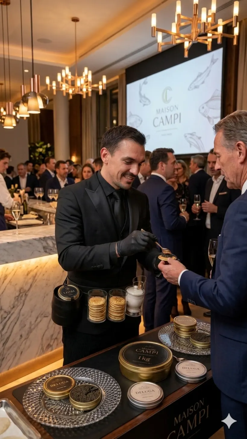 Comptoir à caviar et coffrets Maison Campi