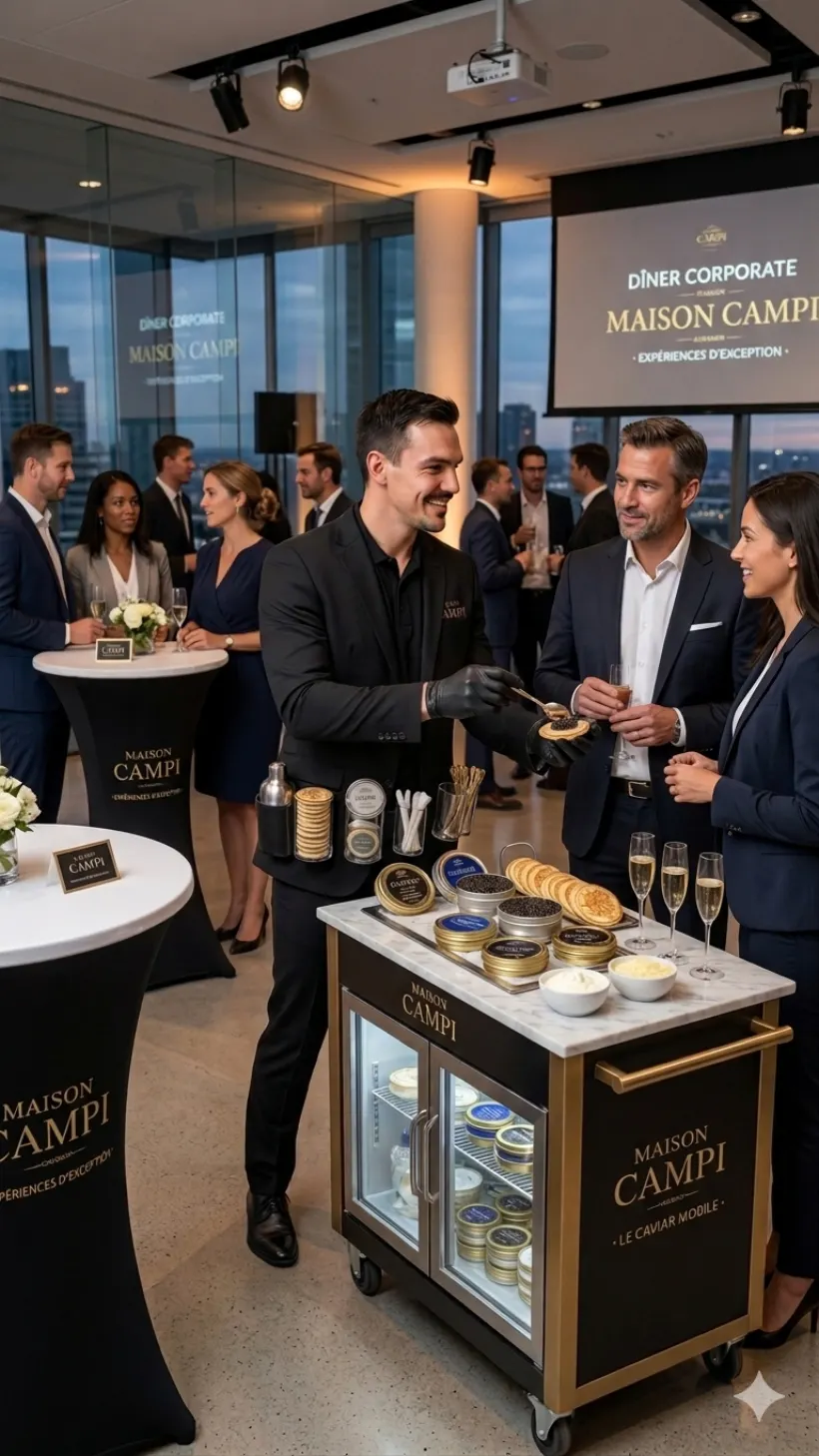 Service de caviar en live lors d'un événement corporate